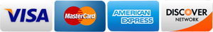 We accept Visa, Mastercard, Discover and American Express